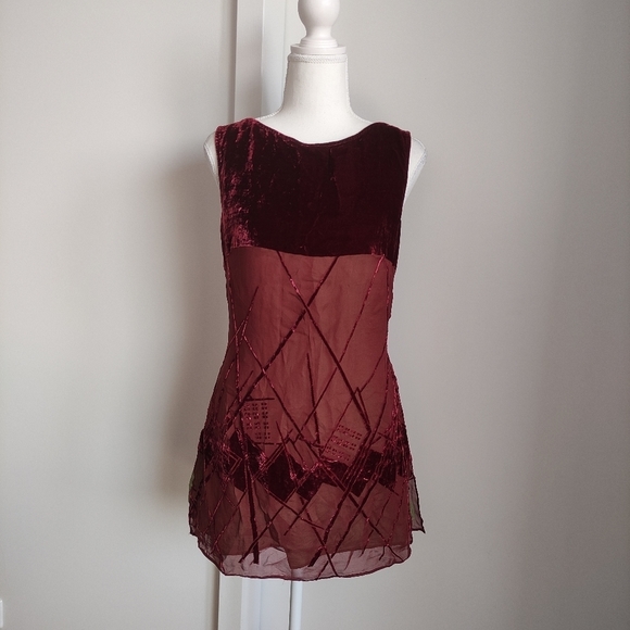 Veronika Maine contrast colour lining velvet sheer tunic - Picture 8 of 11